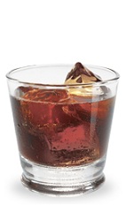 The Holy Cow is a brown drink made from amaretto, bourbon, Jagermeister and Coke, and served over ice in a rocks glass.