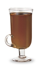 The Italian Alps is a brown cocktail made form amaretto liqueur and hot chocolate, and served in an Irish coffee glass.