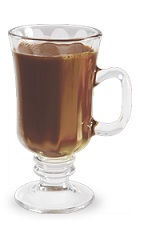 The Italian Apple Coffee is a brown drink made from Disaronno amaretto, Pucker sour apple schnapps and hot coffee, and served in a warm Irish coffee glass or coffee mug.