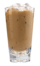 The Kahlua Iced coffee is made from Kahlua coffee liqueur, iced coffee and cream, and served in a highball glass.