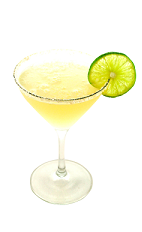 The Key Lime Pie Martini is a yellow colored drink made from exotic flavors including Smirnoff vanilla vodka, Smirnoff lime vodka, coconut milk, lime juice and simple syrup, and served in a chilled cocktail glass.