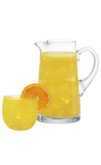 The Keyed Up Punch recipe is an orange colored punch made from Cruzan Key Lime rum, lemon juice, orange juice and coconut water, and served from a large pitcher. Recipe serves about 8.