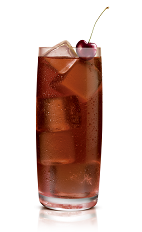 The Kokonut Coke drink is made from Stoli Chocolat Kokonut vodka and Coke, and served over ice in a highball glass.