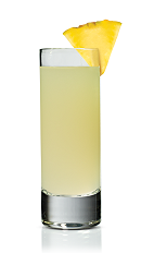 The Kokonut Paradise Shot is made from Stoli Chocolat Kokonut vodka and pineapple juice, and served in a chilled shot glass.