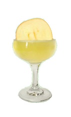 The La Recolte is made from Grey Goose La Poire vodka, St-Germain elderflower liqueur, lemon juice and brut champagne, and served garnished with an apple slice in a chilled cocktail glass.