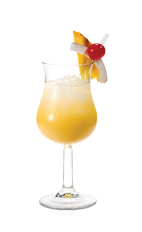 On a hot and lazy summer day nobody wants to work too hard for a good cocktail, that's what makes the Lazy Pina Colada just right. Made from Don Q Coco rum and pineapple juice, and served over ice in a wine glass garnished with fruit.