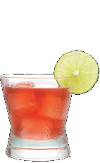 The Loopy Sour is a fun red colored tropical drink made from Three Olives Loopy vodka, cranberry juice and lime juice, and served over ice in a rocks glass.