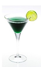 The Macbeth is a dark and dreary green cocktail made from Disaronno, whiskey, blue curacao and sweet & sour mix, and served in a chilled cocktail glass.