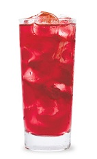 The Mad Love is a sexy red drink made from cranberry schnapps, peach schnapps, vodka and cranberry juice, and served over ice in a highball glass.