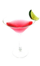 The Mango Cosmo is a pink cocktail made from Smirnoff mango vodka, triple sec, cranberry juice and lime juice, and served in a chilled cocktail glass.