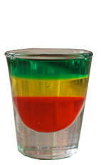 The Marley Juice is a 420 shot is made form pomegranate juice, lemonade and Stoked hemp vodka, and served in a shot glass.