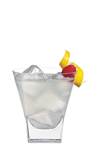 The Mellow Berry is a clear colored drink made from Smirnoff marshmallow vodka, Smirnoff raspberry vodka, sour mix and club soda, and served over ice in a rocks glass.