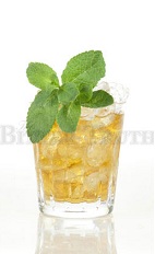 The Mint Julep is the classic Kentucky Derby cocktail. This version is an orange drink made from bourbon, apricot liqueur, lemon bitters, simple syrup and mint, and served over ice in a rocks glass.