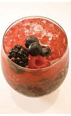 The Mixed Berry Caipirinha brings together the flavors of summer berries to create a unique Brazilian-themed cocktail. A red colored drink recipe made from Leblon cachaca, blueberries, blackberries and raspberries, and served over crushed ice in a rocks glass.