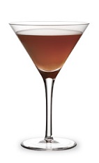 The Mochatini is a brown drink made from creme de cacao, Kahlua coffee liqueur and vanilla vodka, and served in a chilled cocktail glass.