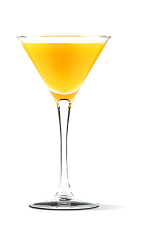 The Navaltini cocktail recipe is an orange colored drink made from UV Orange vodka, orange juice and chilled champagne, and served in a chilled cocktail glass.