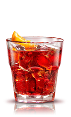 The Negroni is a classic drink made from Campari, gin and sweet vermouth, and served with an orange slice over ice in a rocks glass.