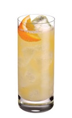 The Oranje Fizz is an orange colored drink made from Ketel One Oranje vodka, orange juice and club soda, and served over ice in a highball glass.