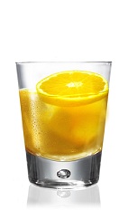 The Patron Old Fashioned is an orange drink made from Patron tequila, bitters, agave nectar and orange juice, and served over ice in a rocks glass.