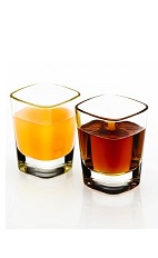 The Peach Disaronno Shot is a brown colored shot and an orange colored shot, made from Disaronno almond liqueur and peach juice, and served in chilled shot glasses.