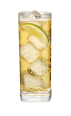 The Pear and Lemonade drink is made from Smirnoff pear vodka, lemonade and lemons, and served in a highball glass over ice.