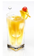 The Pineapple Disaronno is a tropical surprise perfect for poolside or watching the waves come in. An orange drink made from Disaronno and pineapple juice, and served in a highball glass full of ice garnished with pineapple and a maraschino cherry.