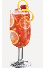 The Pink Lemon Fizz drink recipe is made from Burnett's citrus vodka, PAMA pomegranate liqueur, Sprite lemon-lime soda and sweet & sour mix, and served over ice in a highball glass.