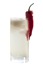 The Pisco Hot Citrus is a clear colored drink recipe made from Chilean pisco, lemon juice, simple syrup, lemon-lime soda and chili pepper, and served over ice in a highball glass.