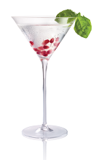 The Pomegranik Gimlet cocktail is made from Stoli White Pomegranik vodka, lime juice and agave nectar, and served in a chilled cocktail glass.