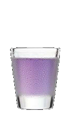 The Grape Chew shot recipe is a vivid purple colored shot waiting for a bachelorette party full of lively girls. Made from Three Olives bubble vodka, purple vodka and sour mix, and served in a shot glass.