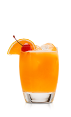 The Q Punch is an orange colored drink recipe made from Don Q Anejo rum, pineapple juice, orange juice and grenadine, and served over ice in a rocks glass.
