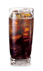 The Raspberry Truffle is a brown drink made from raspberry schnapps, coffee liqueur, vanilla liqueur and cola, and served over ice in a highball glass.