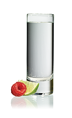 The Raz Shake Shot is made from Stoli Razberi raspberry vodka and Stoli Vanil vanilla vodka, and served in a chilled shot glass.