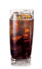 The Razzle Dazzle is a brown drink made from raspberry schnapps, cranberry schnapps and Coke, and served over ice in a highball glass.