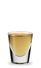 The Red Apricot Punch is an orange shot made from apricot brandy, Jim Beam Red Stag bourbon and orange juice, and served in a chilled shot glass.