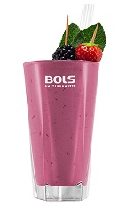 The Red Fruit Smoothie is a tasty purple drink made from Bols Natural Yoghurt liqueur, blackberries and blueberries, and served in a chilled highball glass.