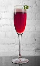 The Rio Royale is a Brazilian-inspired version of the classic Kir Royale drink recipe. A deep red colored cocktail made from Cedilla acai liqueur and sparkling wine, and served in a chilled champagne flute.