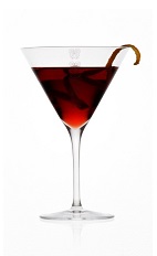 The Rowan Martini is a red colored variation of the classic Martini cocktail, served best during happy hour or as an aperitif to get the party started. Made from Caorunn gin, bitters, sweet vermouth and blackberry liqueur, and served in a chilled cocktail glass.