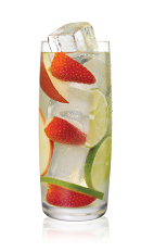 The Sangria Apple is made from Stoli Gala Applik apple vodka, white wine, white cranberry juice and fresh fruit, and served over ice in a highball glass.