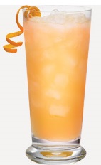 The Shark Tooth is a peach colored drink recipe made from Burnett's rum, melon liqueur, pineapple juice and grenadine, and served over ice in a highball glass.