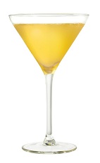 The Silent Third cocktail is made from Cointreau orange liqueur, whiskey and lemon juice, and served in a chilled cocktail glass.