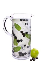 The Skinny Acai Mojito is a low-calorie cocktail recipe made from VeeV acai spirit, agave nectar, lime, mint, blueberries and club soda, and served over ice in a rocks glass.