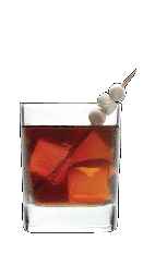 The S'mores and Cola drink recipe is made from Three Olives S'mores vodka, cola and marshmallows, and served over ice in a rocks glass.