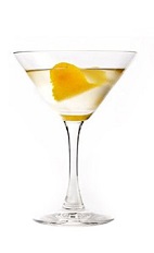 The South Pacific Martini recipe is made from 42 Below vodka, Benedictine, lemon and orange, and served in a chilled cocktail glass.