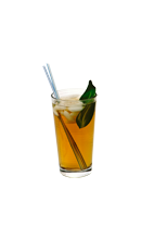 The Southern Outlaw is an orange colored drink made from Big House Tupelo honey bourbon, Tuaca liqueur and iced tea, and served over ice in a highball glass.