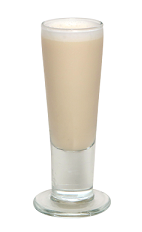 The Spiked Milkshake is a brown-colored shot made from Smirnoff Root Beer Float vodka, light rum, half and half and maple syrup, and served in a chilled shot glass.