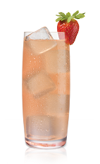 The Strasberi White Lie is made from Stoli Strasberi strawberry vodka, grapefruit juice, lemon and lime, and served in a highball glass.