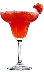 The Strawberry Daiquiri is a refreshing chilled drink perfect for any summer party. A red cocktail made from Rose's strawberry cordial, Rose's lime cordial, rum and strawberry, and served in a chilled margarita glass.