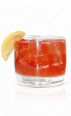 The Strawberry Stormer is a red colored drink made from Effen Strawberry Vodka, ginger beer, lemon juice and simple syrup, and served over ice in a rocks glass.