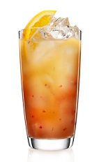 The Sun Berries is a sweet orange drink perfect at any summer party or beach event. Made from Malibu coconut rum, orange juice and raspberries, and served over ice in a highball glass.